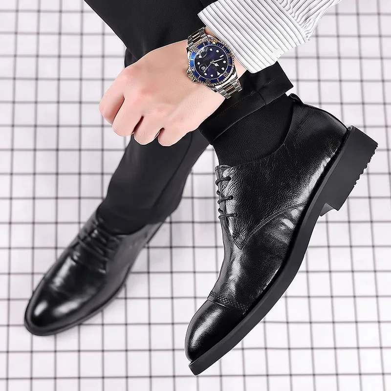 Dress Shoes Men Genuine Leather Business Formal Oxfords Footwear Man Leather Loafers