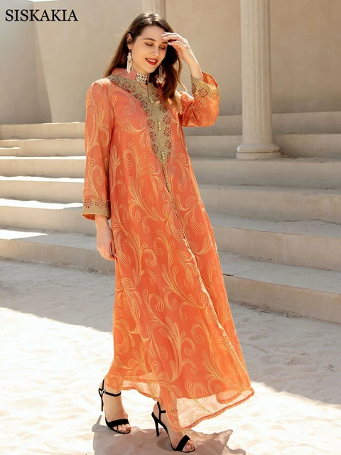 Ramadan Eid Abaya Dress For Women Modest Muslim Gold Thread Embroidery Jalabiya Moroccan Caftan Dubai Arabic Ethnic Robe 2022 2