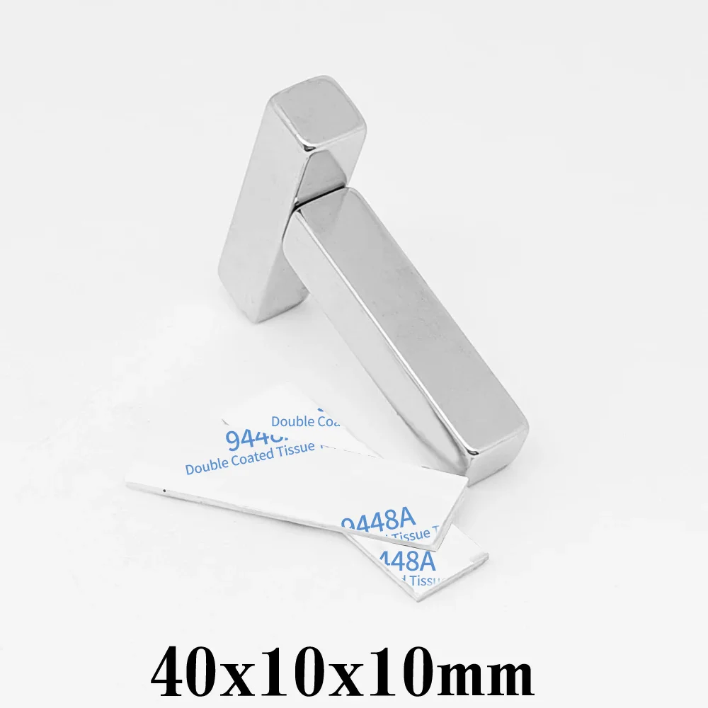두꺼운 블록 초강력 자석, 3M 테이프 포함, 희토류 네오디뮴 자석, 40x10x10mm, 40x10x10mm
