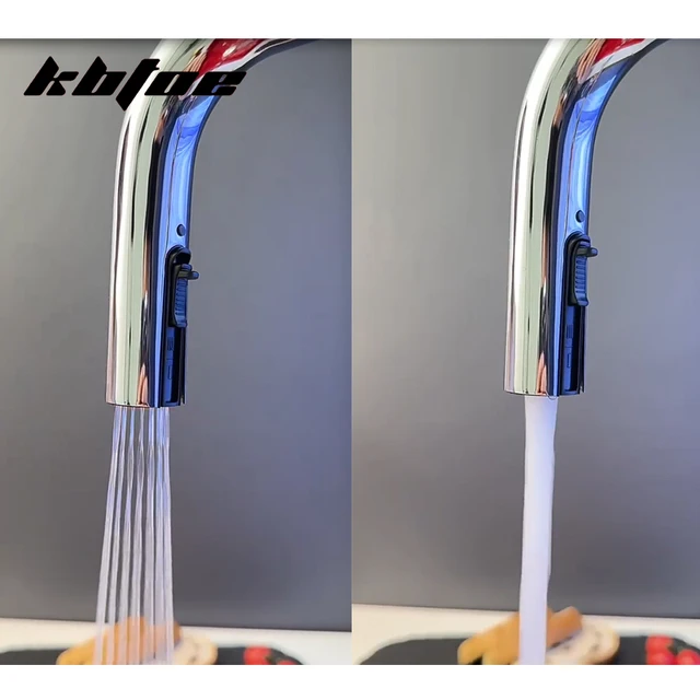 ก๊อกน้ำอ่างล้างจานแบบดึงออกได้ 360 องศา °   ก๊อกน้ำผสมร้อน/เย็นแบบติดตั้งบนฝักบัว พร้อมหัวฉีดแบบหมุนปรับได้ ดีไซน์หรูหรา สีดำ/โครเมียม 4