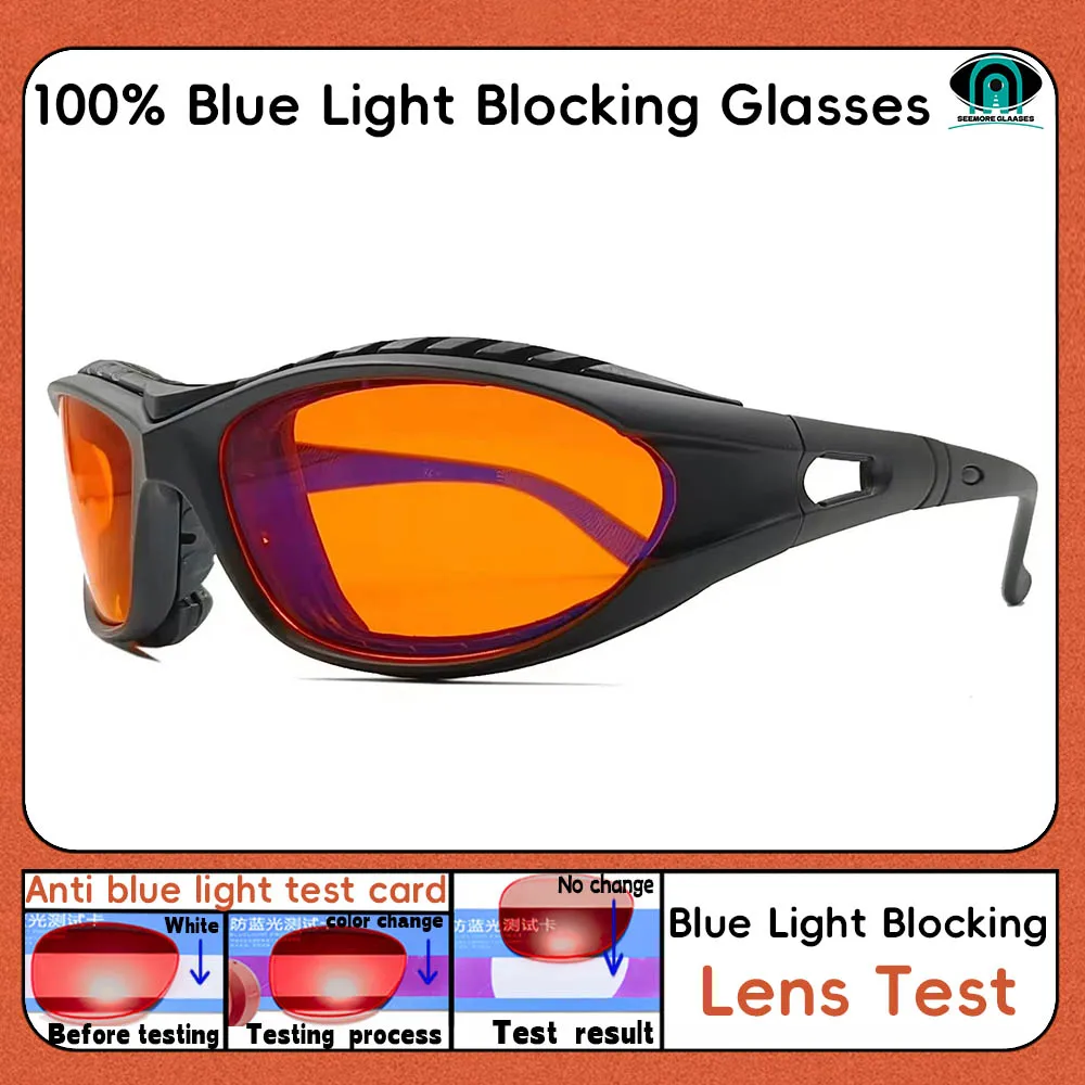 Red Lens，Orange Lens 100% Blue Light Blocking Goggles Glasses  Gaming Glasses Anti fatigue fashion Phone Eyeglasses 4