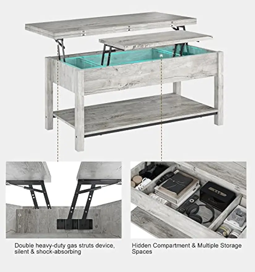 Lift Top Coffee Table, 4-in-1 Multi-Function Convertible Coffee Table with Storage, Coffee Table Converts to Dining Table