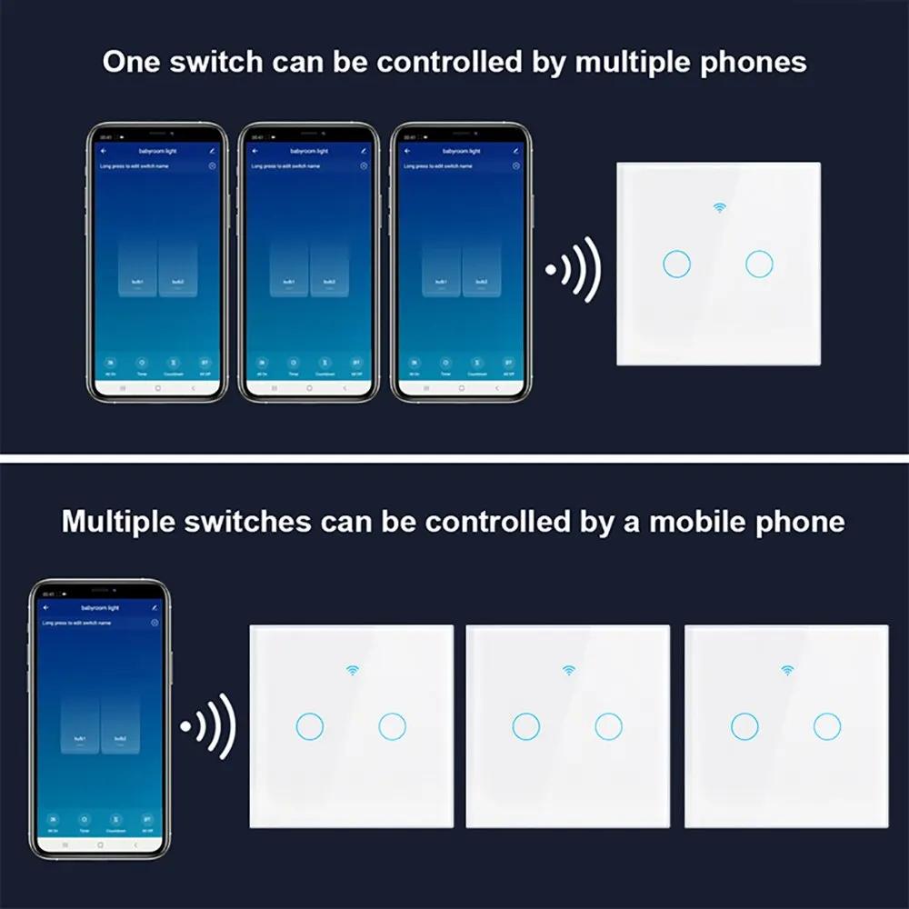Smart Wifi Switch Tuya WIFI Work Voice Wireless Remote Control Alexa Google Home US/EU Glass Touch Panel