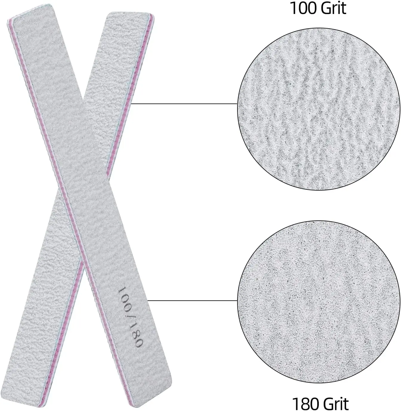 10Pcs 양면 에머리 네일 파일 손톱 샌딩 샌드페이퍼 100/180 네일 아트 도구