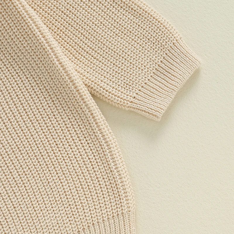 Autumn Winter Fashion Mommy and Me Matching Sweaters Solid Color Ribbed Long Sleeve Round Neck Chunky Knit Tops 6