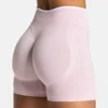 TEVEO Short de sport sans couture pour femme, blanc uni, taille haute, effet push-up, idéal pour le yoga et la course à pied