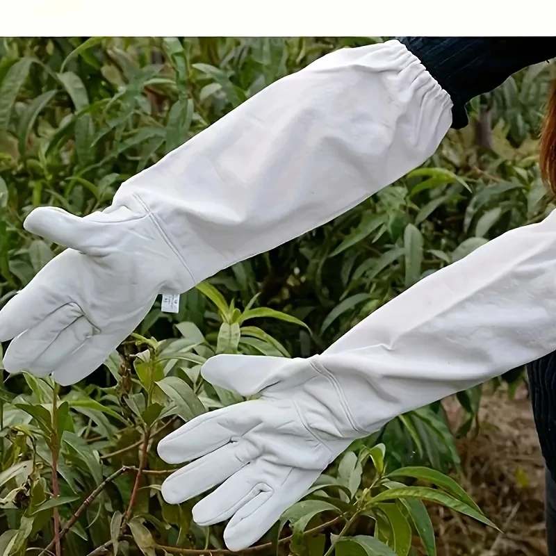 1 Pair Safe Beekeeping Gloves Anti-bee Anti-sting Breathable Protective Long Sleeves for Beekeeper Canvas Gloves Beekeeping Tool