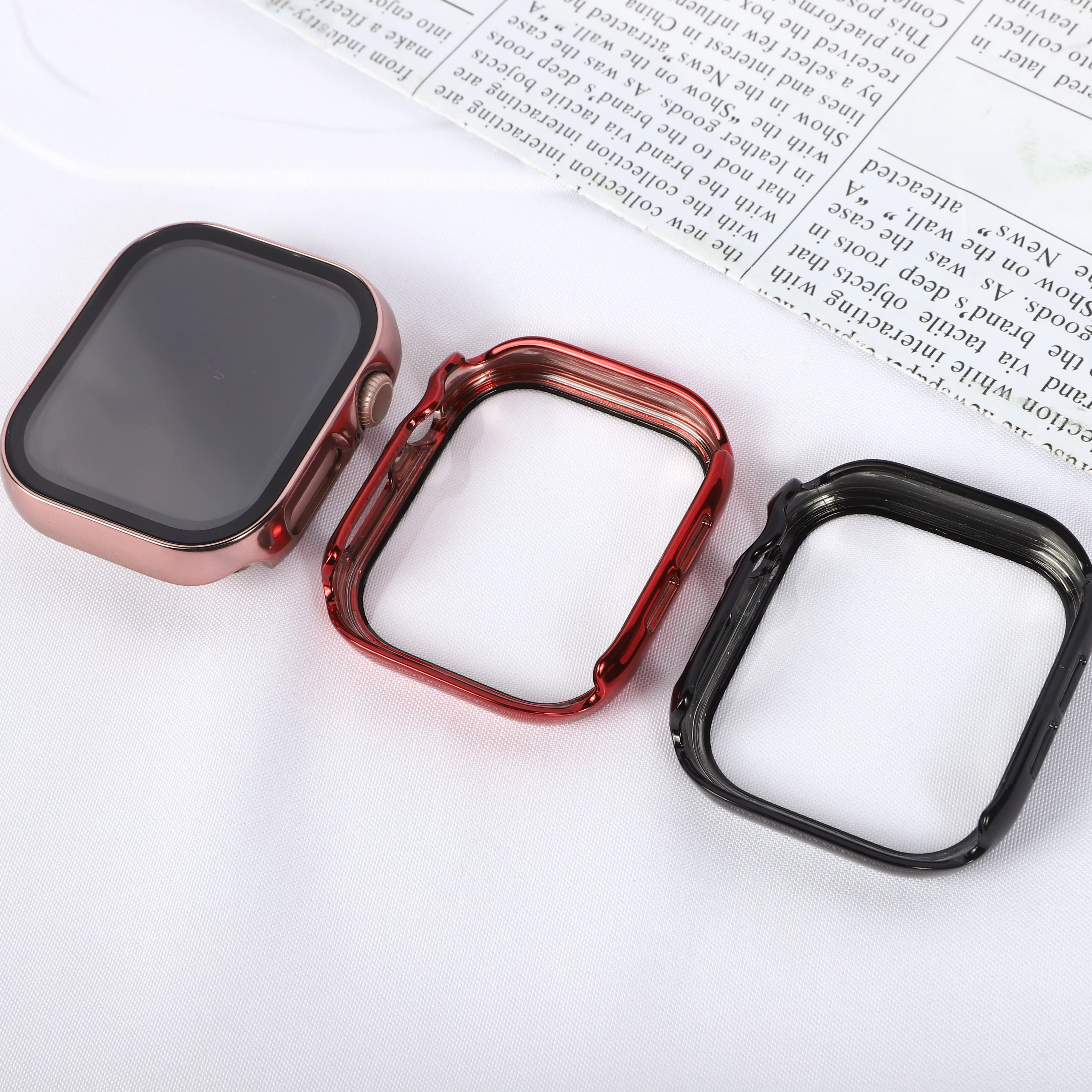 Apple Watch Case with Screen Protector - Plating Hard PC Bumper with Tempered Glass Cover