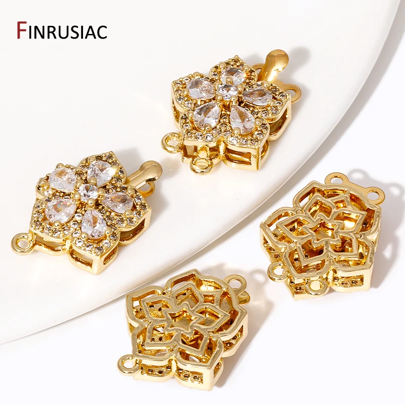 18K Gold Plated Brass Flower Layered Necklace Clasps,Multiple Bracelet Lock Connectors Clasps,DIY Jewelry Making Accessories