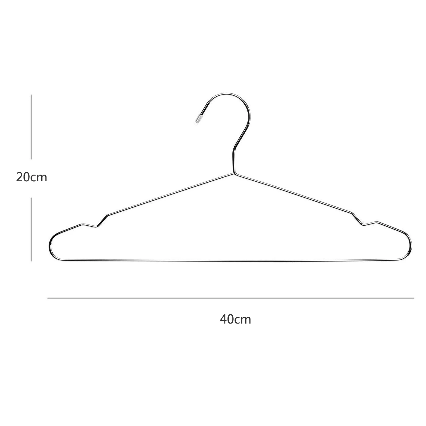 Hangers Stainless Steel 40 cm 20Pcs Hangers for Clothes Standard Notched Hanger Space Saving 2