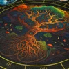 Tarot Altar Cloth with Zodiac Signs and Tree of Life Celestial Tarot Deck for Tarot and Oracle Card Readings 4