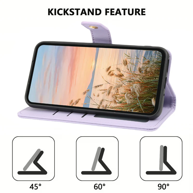Elegant Solid Color Flip Wallet Leather Case with Lanyard and Back Cover