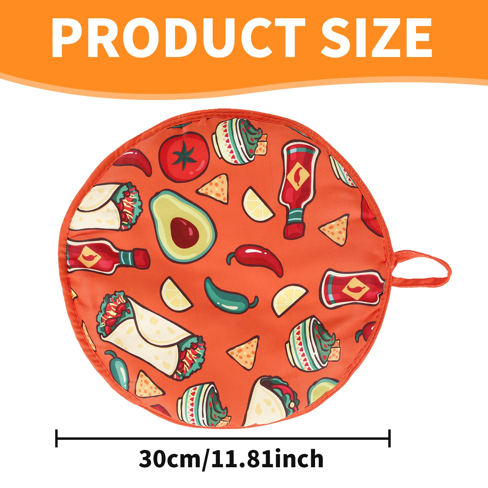 1/2Pcs 12inch Burrito Warmer Bag Circular Cloth Bag with Handle Insulated Microwave-Safe Fabric Holder for Pizza Bread Flour 4