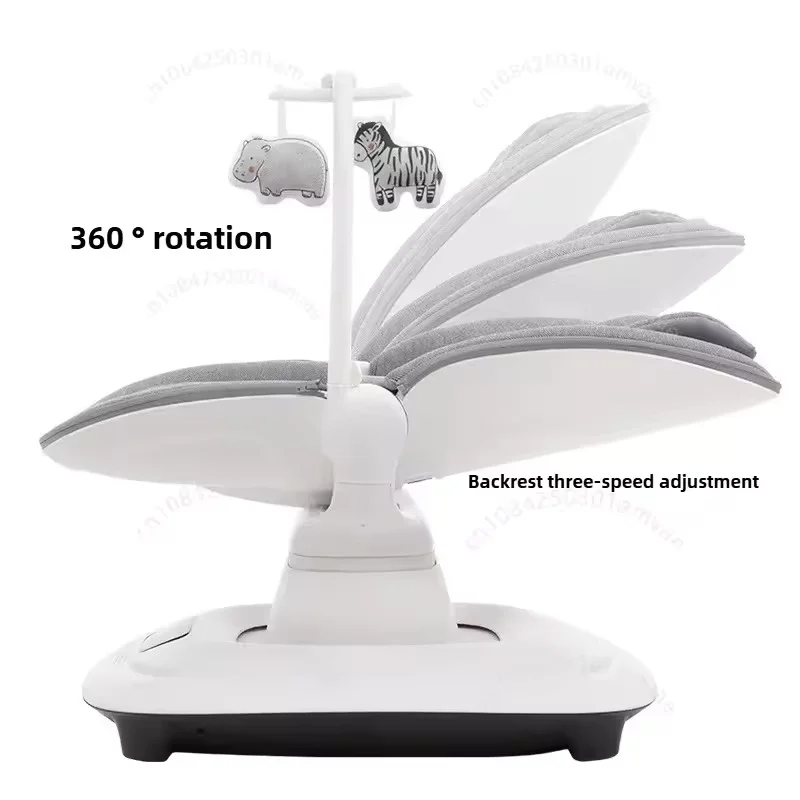 Sedia elettrica lenitiva per bambini Sedia a dondolo di lusso per bambini collegabile all'APP 360 ° Sedia a dondolo girevole per bambini con schienale regolabile - immagine 5