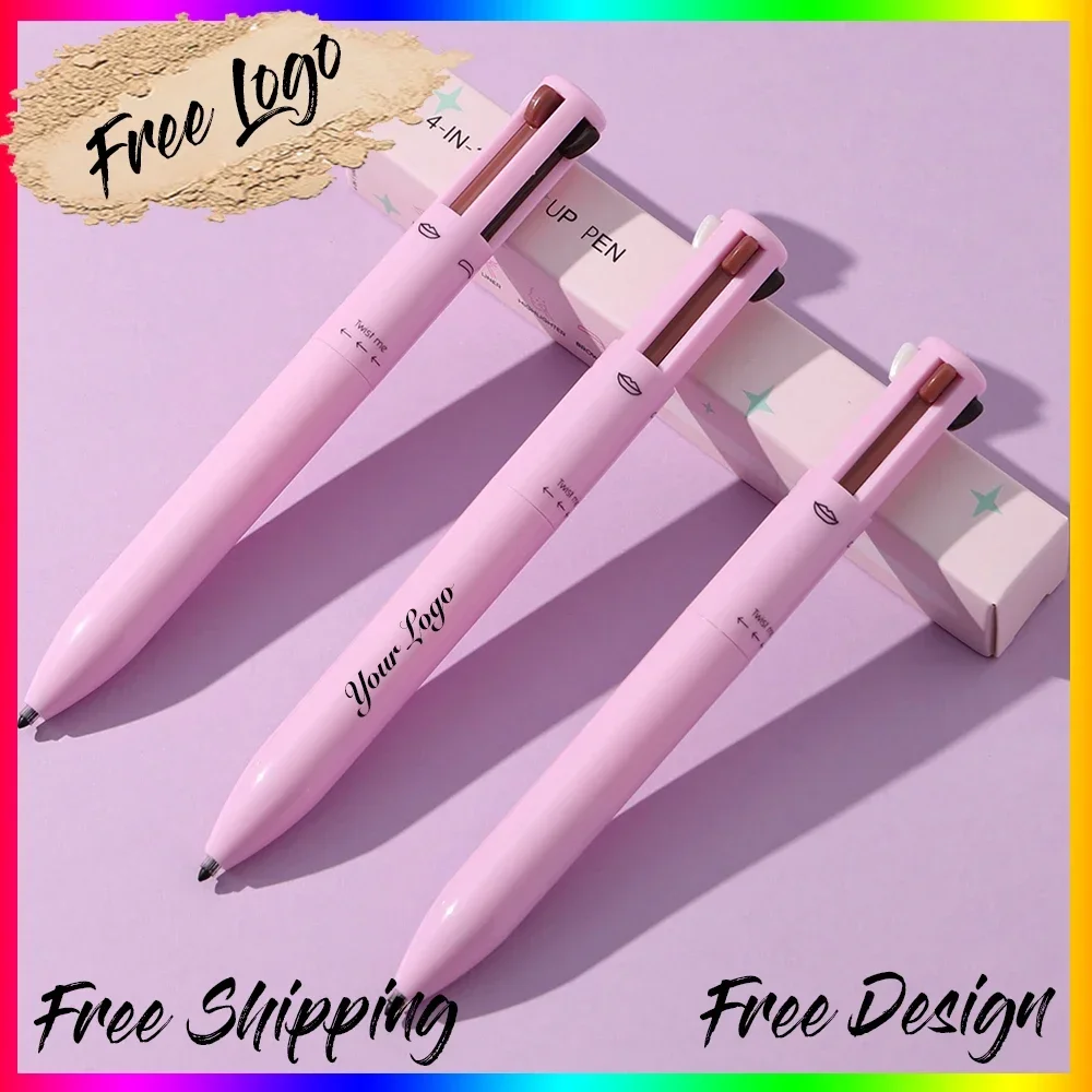 4in1 Eyeliner Lip Liner Eyebrow Pencil Highlighter Pen Private Label Lying Silkworm Waterproof Durable Brow Makeup Pencil