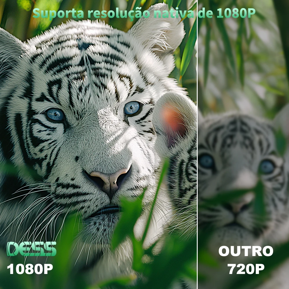 Projetor DESS Full HD 1080P Vídeo 4K Dual WiFi6 Autofoco Correção Keystone Espelhamento Android Projetor 3D Home Theater Cinema