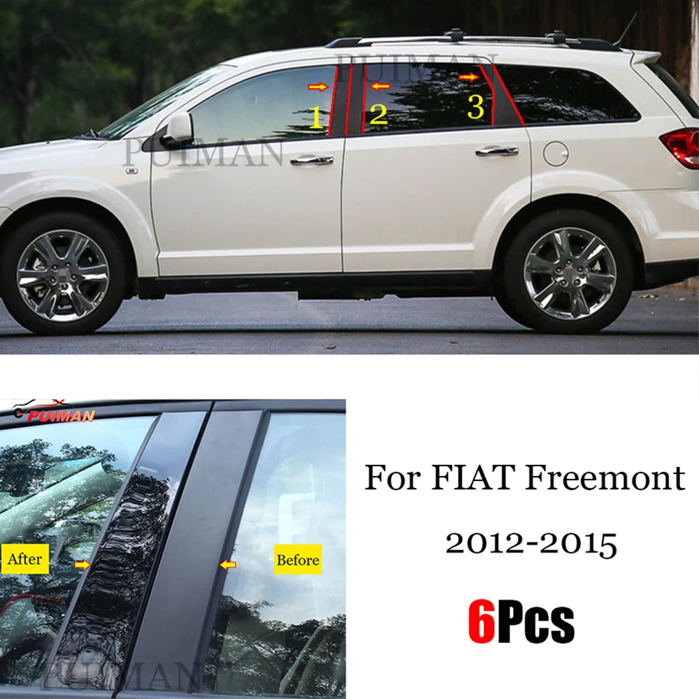 Nuovo Arrivo 6Pcs Window Trim Cover Bc Column Sticker Fit For Fiat Freemont 2012 2013 2014 2015 Pali Lucidati