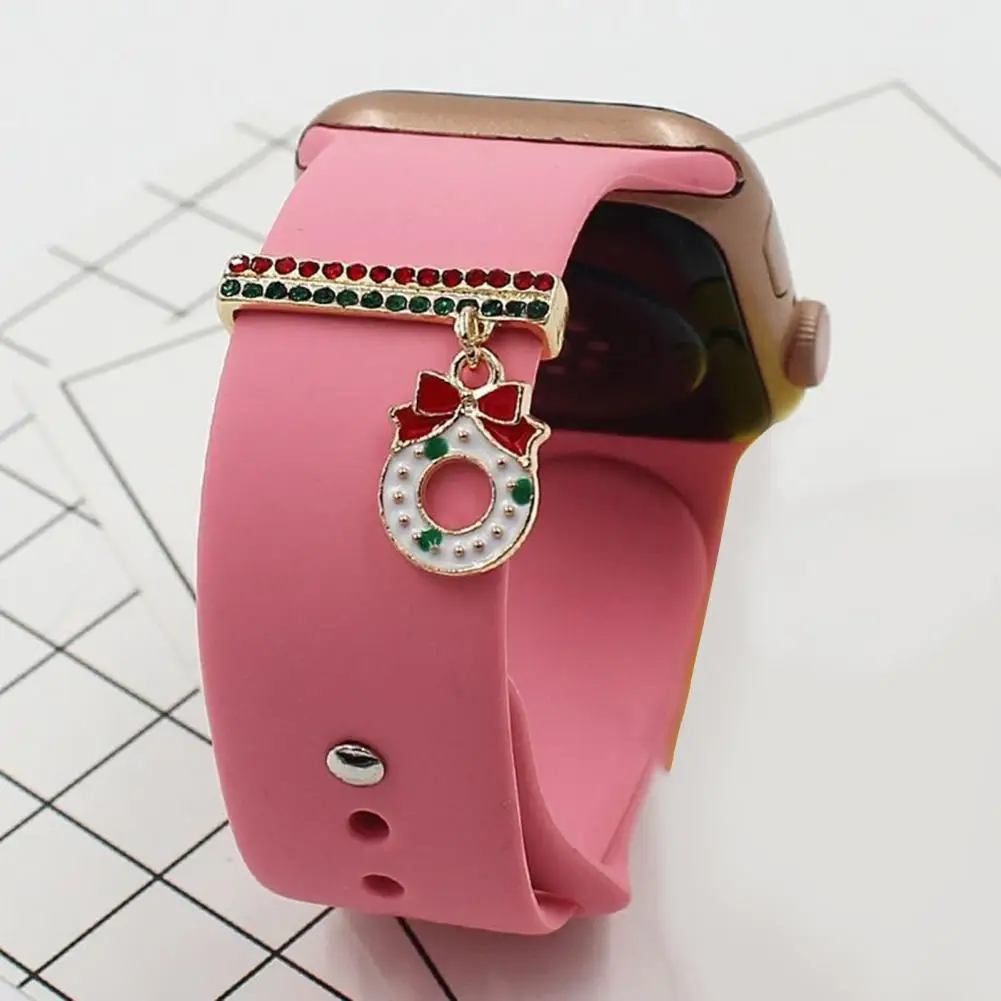 Colorato Unisex Dress Up Xmas Tree Wreath Cinturino In Silicone Anello Con Ciondolo Anello Con Decorazione Natalizia Per Cinturino Apple Watch