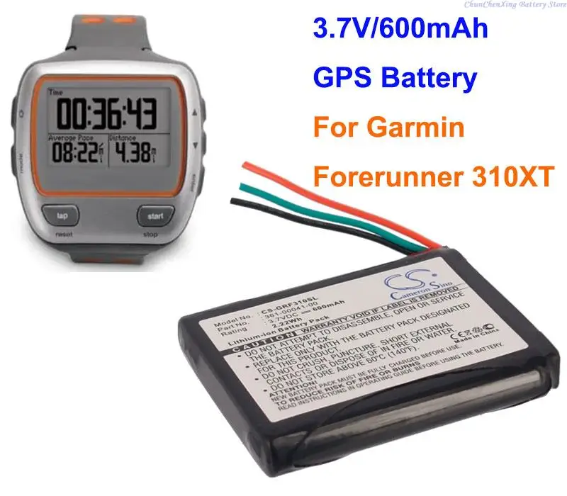 Cameron Sino 600Mah Batteria 361-00041-00 Per Garmin Forerunner 310Xt
