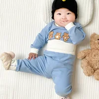 Newborn Kid Girl Underwear Clothes Set Pure Cotton Baby Boy Long Sleeves Outfit Cute Toddler Infant Clothing Two Piece Sleepwear 2