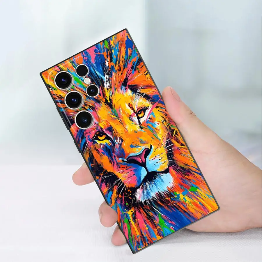 Black Soft Shell Case with Colorful Anime Lion Design