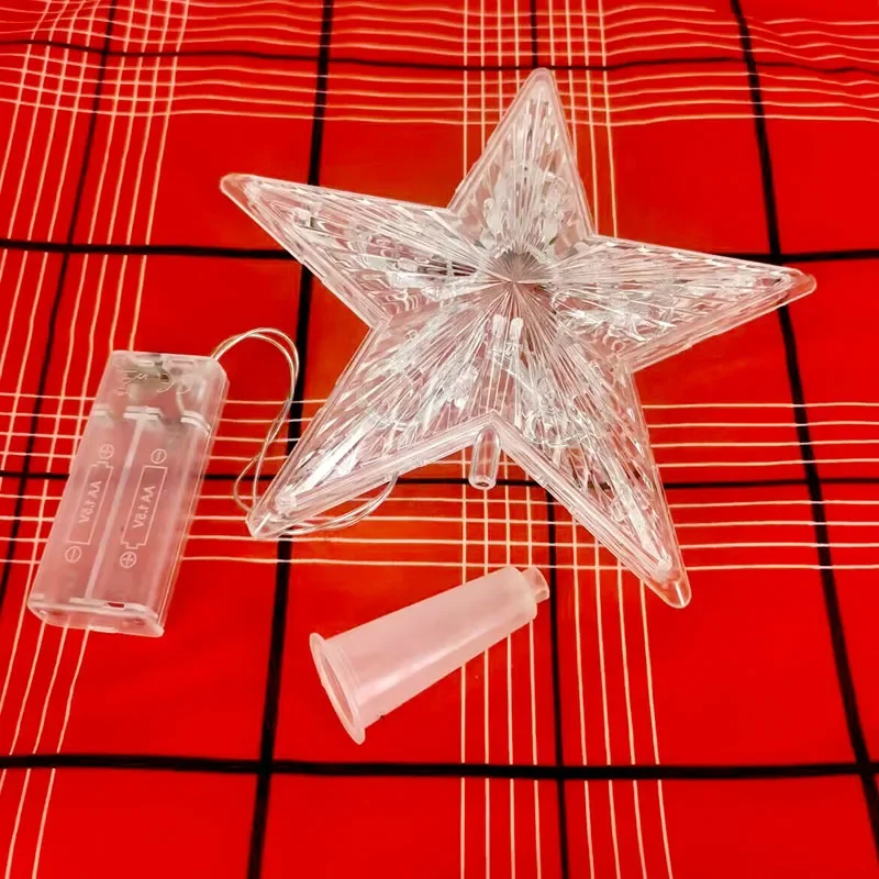 Christmas LED Transparent Five-pointed Star Tree Toppers Merry Christmas Tree Decorations for Home Xmas Ornaments Navidad Props christmas tree decoration,christmas star decoration