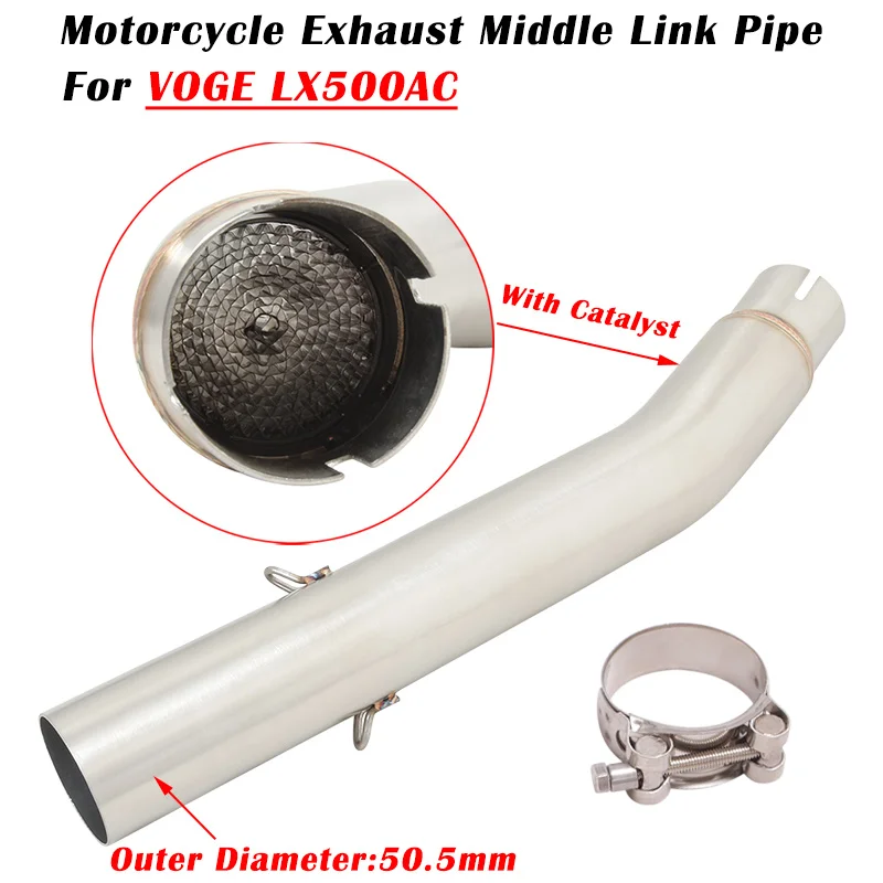 

Slip On For VOGE LX500AC LX 500 AC Motorcycle Exhaust Moto Escape System Modified 51mm Muffler Middle Link Pipe With Catalyst