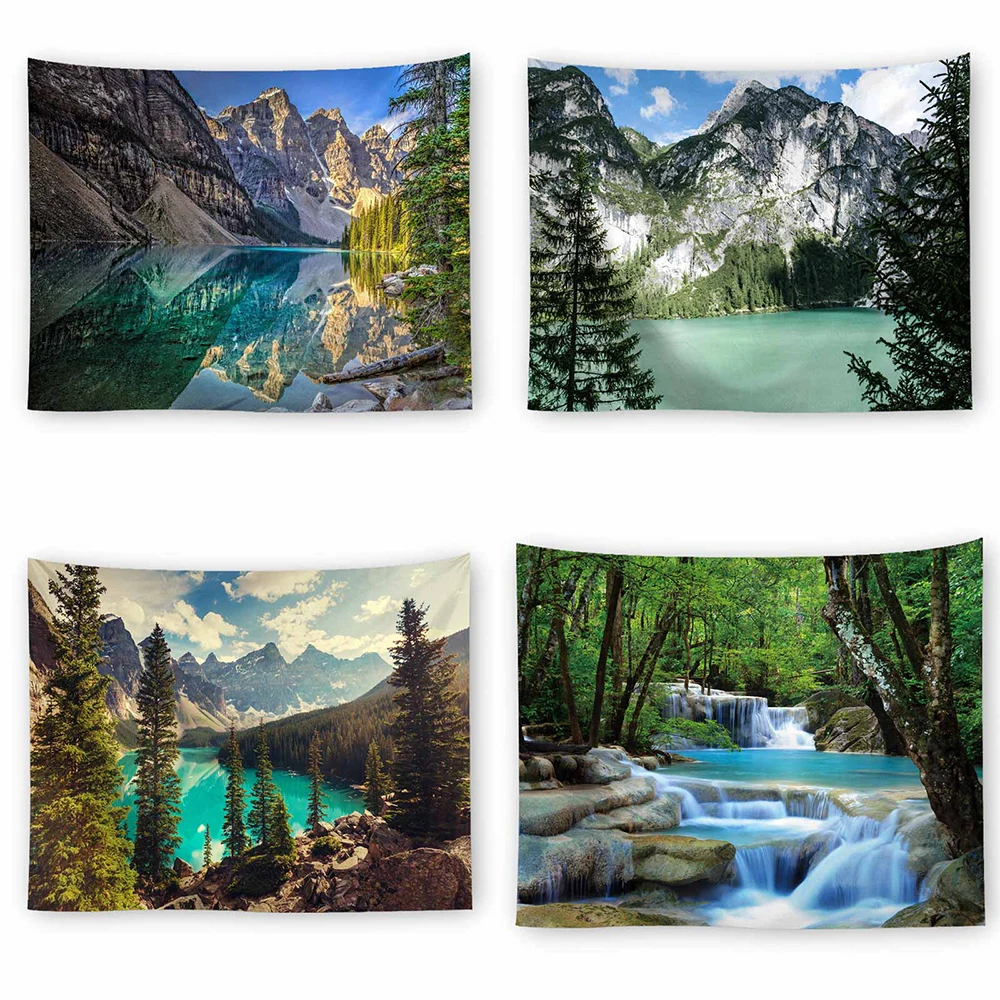

Foggy forest tapestry wall hanging scenery dormitory tapestry wall background cloth psychedelic home decoration tapestry