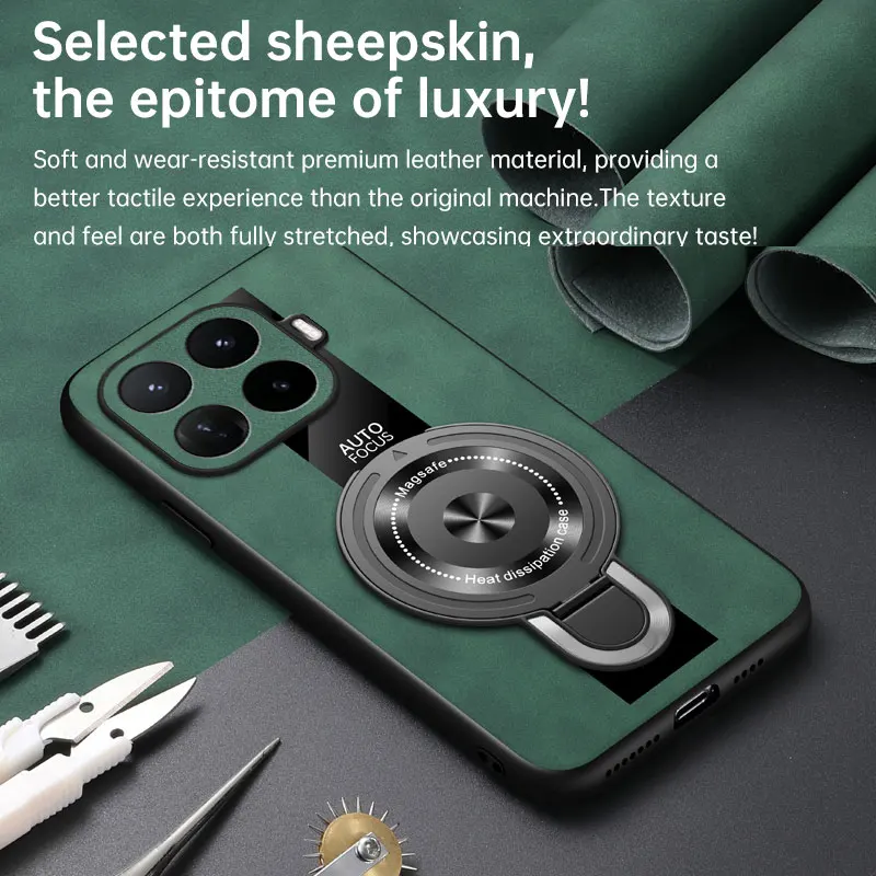 Premium Sheepskin Leather Magnetic Folding Stand Case - Skin-friendly Bumper Cover