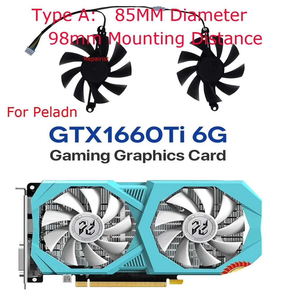 

2Pcs/Set,Video Card Fan,XY-D09015B,For PELADN RX 5600 6GB,For PELADN GTX 1660 Super 6GB Gaming,For PELADN GTX 1660Ti 6GB Gaming