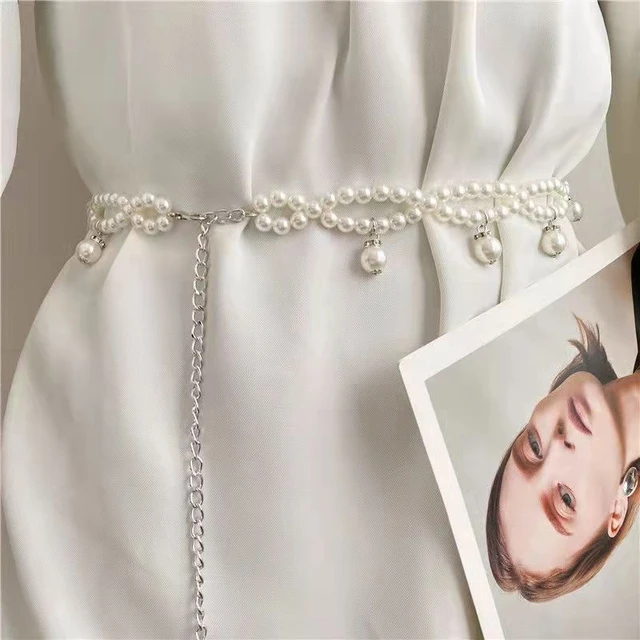 New Arrival Elegant Women Pearl Belt Waist Belt Female Girls Dress Crystal  Strap Pearl Wedding Chain