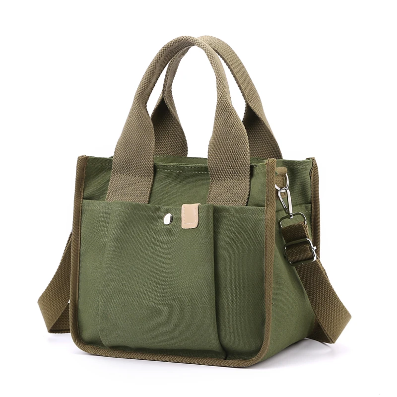 Large capacity canvas handbag, durable handle, functional design for daily use, work, travel, and shopping