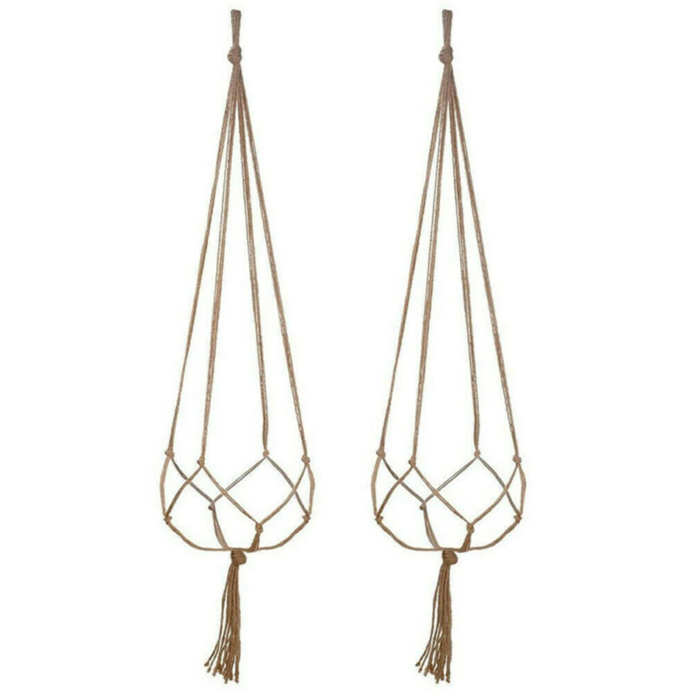 6PCS Macrame Plant Hanger Vintage Rope Basket Outdoor Pot Holder Flower Garden Plant Hanger Indoor Wall Hanging Plant Pot