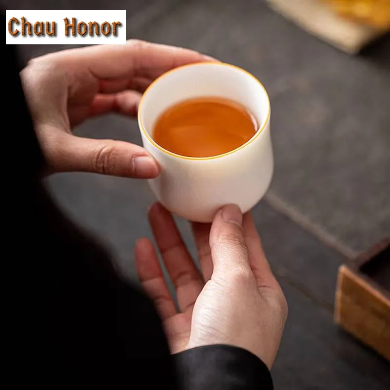 150ml Boutique Jade Grease Ru Porcelain Ceramics Teacup Handmade Household Kung Fu Tea Set Personal Cup Tea Ceremony Accessories