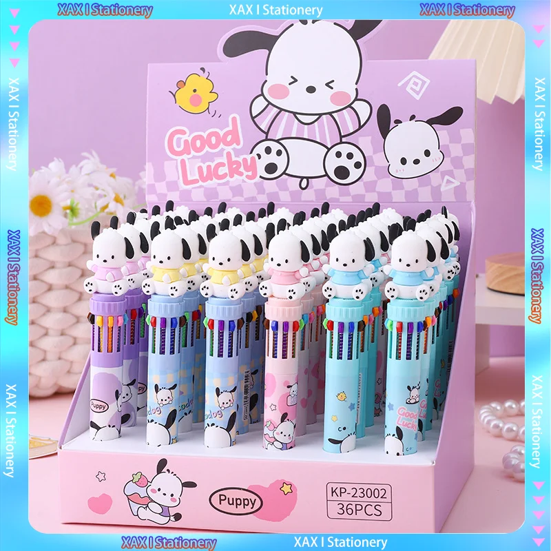 

36 шт. новые Мультяшные шариковые ручки Sanrio, 10 цветов, милые красочные граффити, ручка-маркер для учетной записи, канцелярские принадлежности, детские подарки