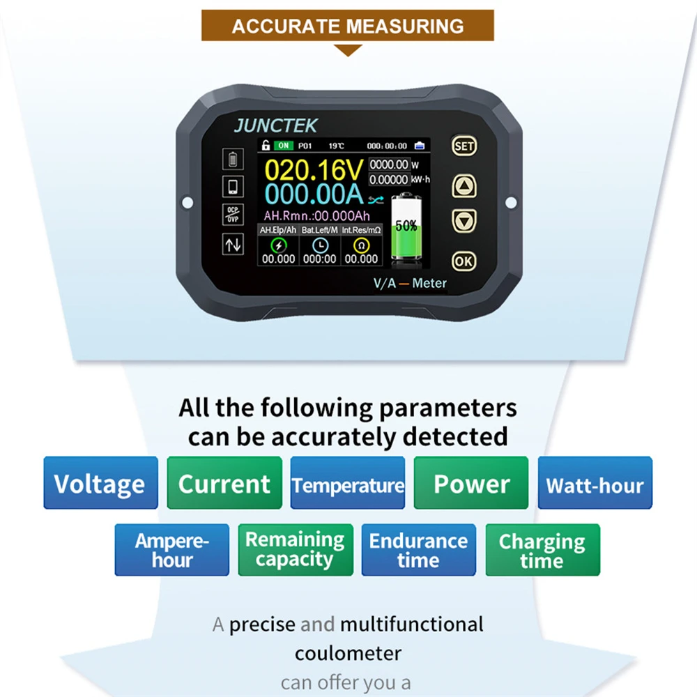 Battery Monitor Bluetooth KG140F DC 0-120V 100A 400A Battery Tester Voltage Current VA Battery Coulomb Meter Capacity Indicator 4