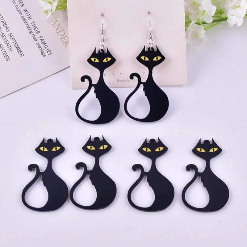 

10pcs Trendy Sexy Black Cat Animal Acrylic Charms for Earring Necklace Bag Bracelet DIY Y2k Fashion Jewelry Accessories