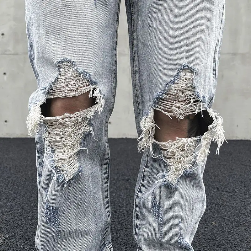 Hole Ripped Jeans for Men Korean Fashion Tights Men's Pants Hip Hop Women's Casual Trendyol Streetwear Y2K Pants