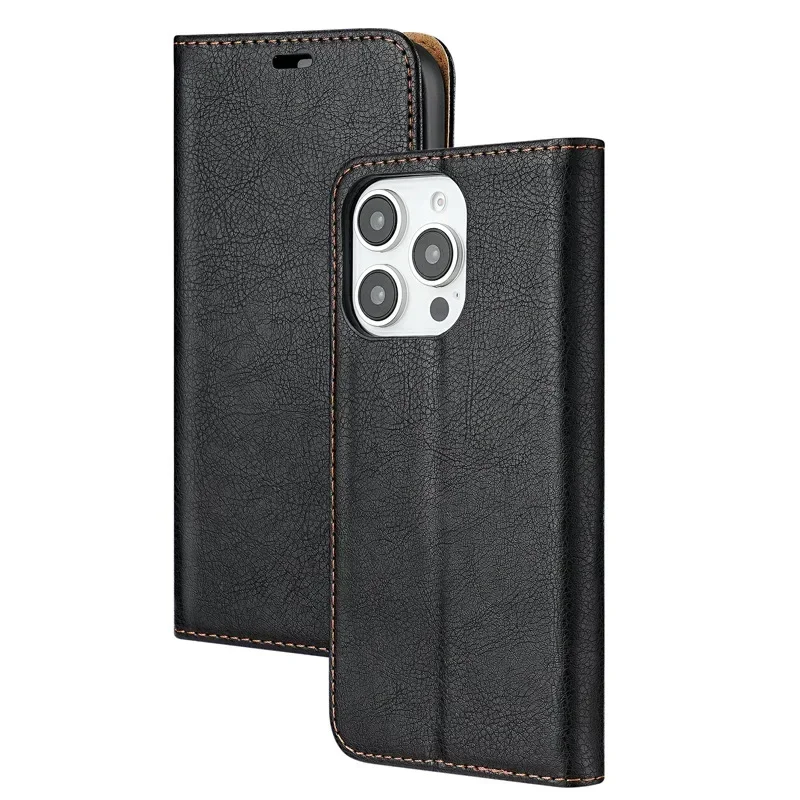 Leather Magnetic Card Slot Wallet Case with Flip Stand