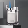 New HONEST Creative Blue Flame Torch Lighter Metal Plating Turbine Windproof Butane Lighter High-end Gift Men's Smoking Tools 2