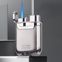 New HONEST Creative Blue Flame Torch Lighter Metal Plating Turbine Windproof Butane Lighter High-end Gift Men's Smoking Tools 2