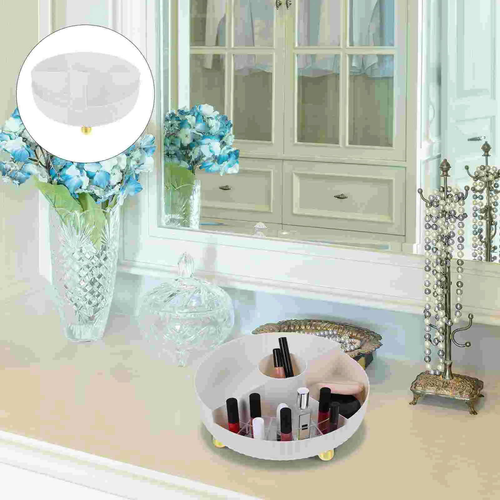 

Rotating Kitchen Spice Rack Counter Tray Perfume Stand Organizer for Dresser Storage