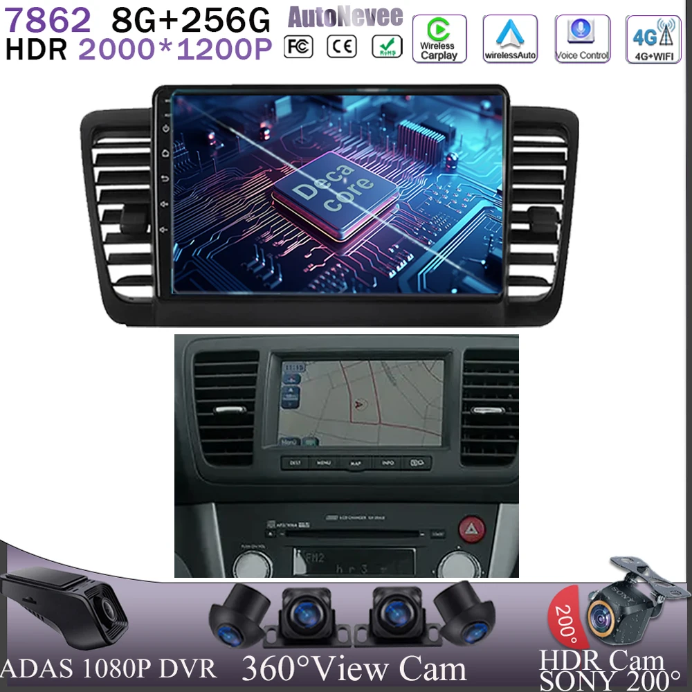

Car Radio Android 13 For Subaru Outback 3 Legacy 4 2004 -2009 DVD Video 5G Wifi BT 7862 QLED Multimedia Stereo Navigation HDR