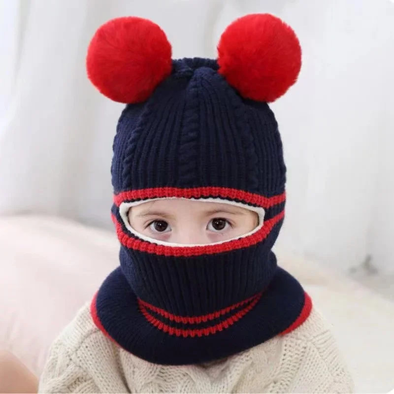 Children Hat Kids Masked Hat Winter Cartoon Little Coral Velvet Cap Plush Kids Caps Fleece Scarf BabyHat Newborn Accessories baby hat baseball cap knit hat kids bucket hat kids sun hat sleeping hat
