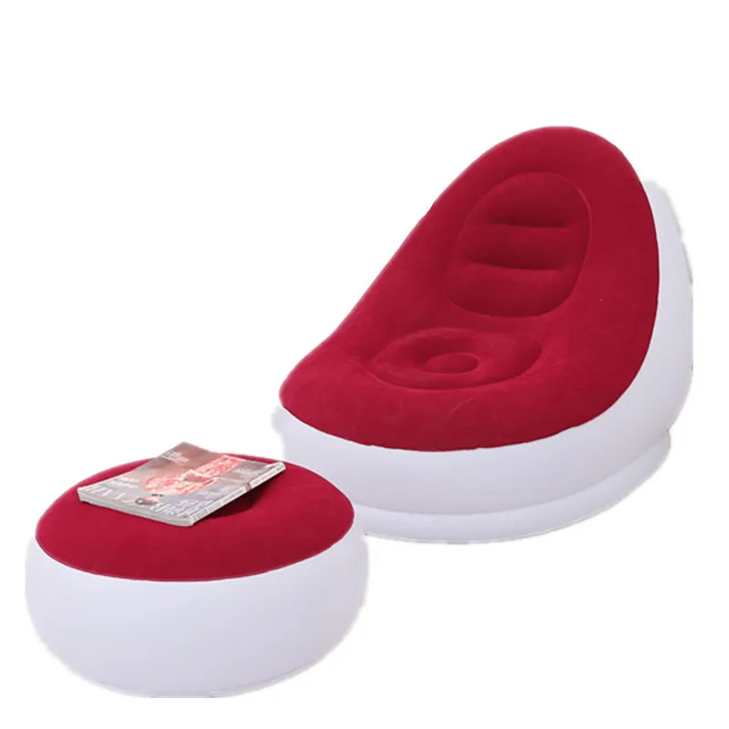 Inflatable Sofa With Foot Pad Lazy European and American Style Flocking Bed Outdoor Furniture Portable Single Sofa Couch Chair 5