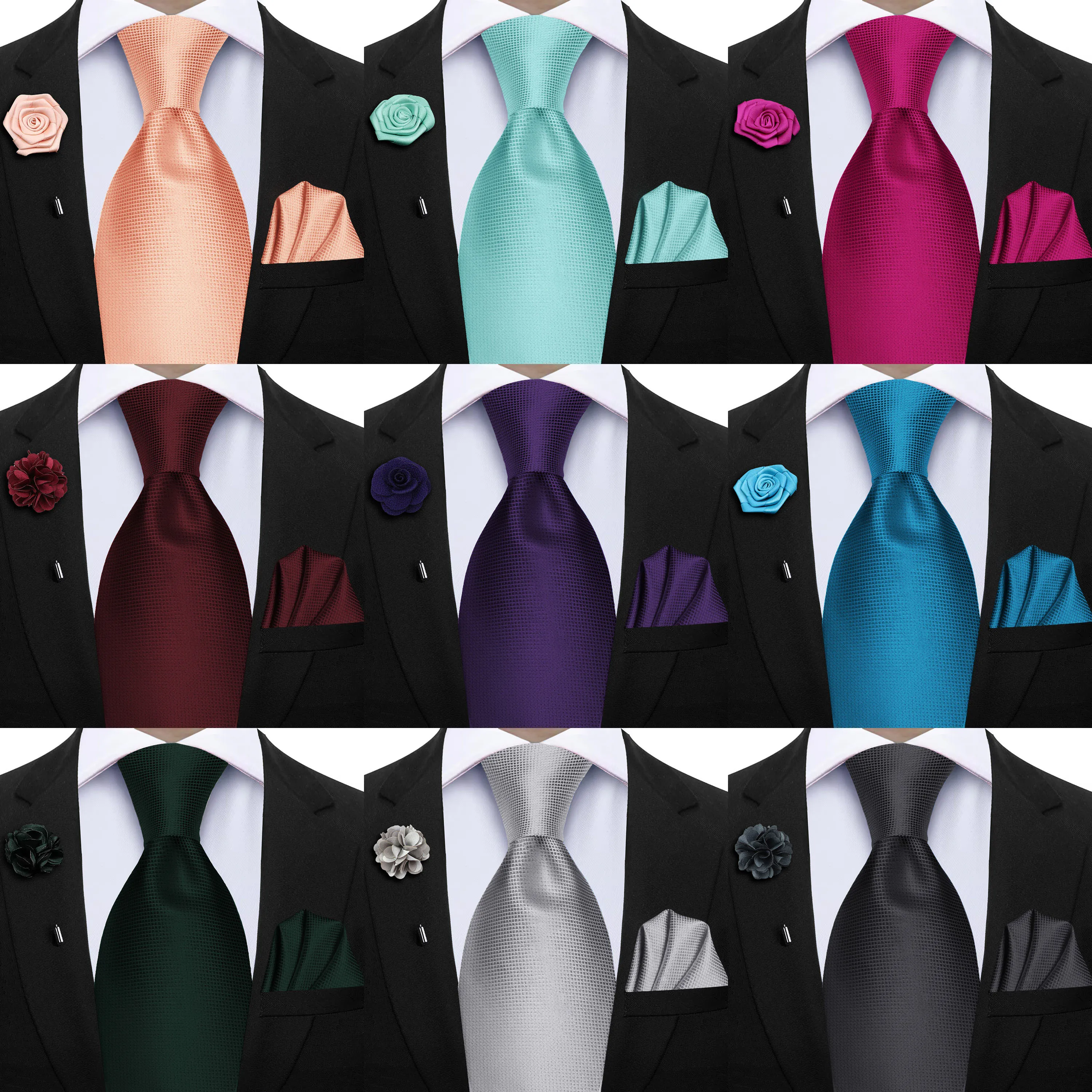 Elegant Peacock Blue Plaid Men's Accessory Set - Tie & Pocket Square Collection