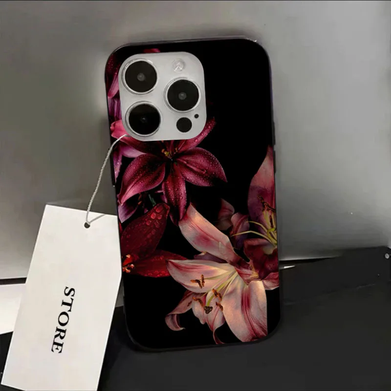 Elegant Red Lily Flower Soft Phone Case - Stylish Protective Cover