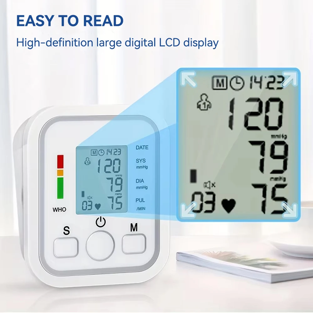 Portable Blood Pressure Monitor Digital Tensiometer Heart Rate Monit Equipment Automatic Professional Medical Sphygmomanometer