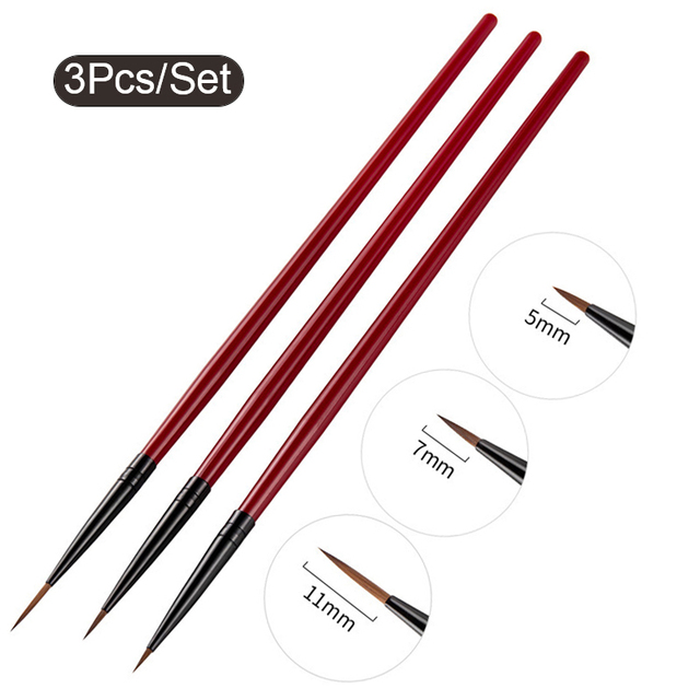 Acrylic French Stripe Nail Art Liner Brush Set 3D Tips Manicuring Ultra-thin Line Drawing Pen UV Gel Brushes Painting Tools