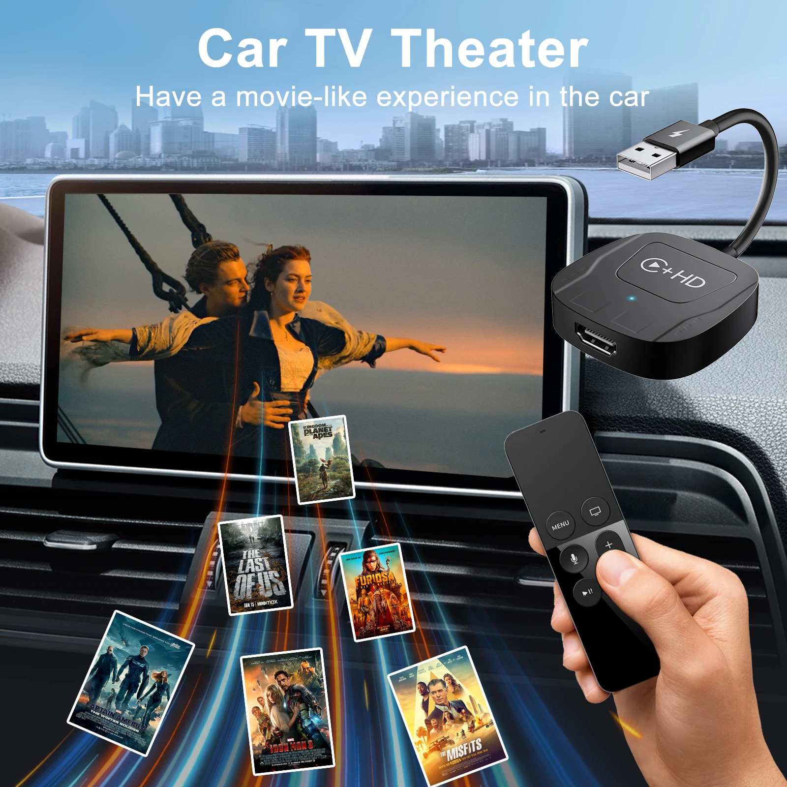 Wireless CarPlay Adapter with HDMI, For iPhone 6 to 17 Fire/Google TV Sticks /mirroring videos/games